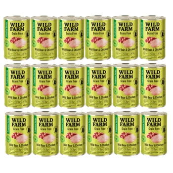 WILD FARM Prémiové krmivo pre mačky s diviakom a kuracím mäsom bez obilnín 18x400 g - bezobilné krmivo pre mačky