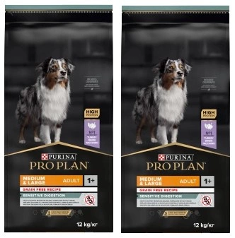 PRO PLAN Sensitive Digestion Adult krmivo pre psov bohaté na morčacie mäso 2x12kg