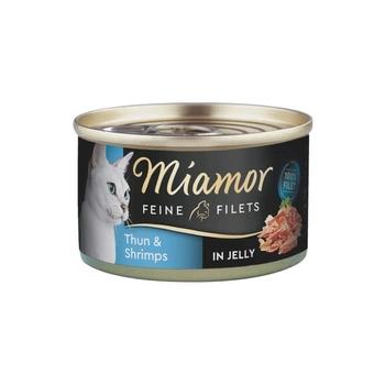 Miamor Feine Filets in želé - mokré krmivo pre mačky s tuniakom a krevetami 100g konzerva