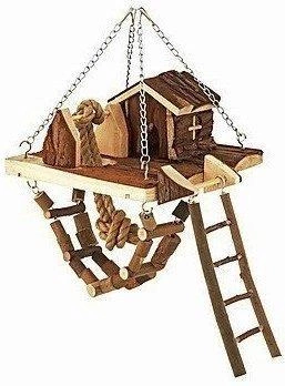 TRIXIE Drevené závesné ihrisko s domčekom JANNE pre myši, škrečky 26x22cm