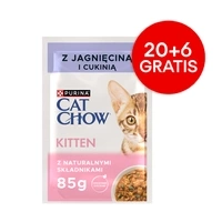 Krmivo pre mačiatka CAT CHOW s jahňacím mäsom a cuketou v omáčke 85g - 20 sáčkov + 6 ZADARMO!!!
