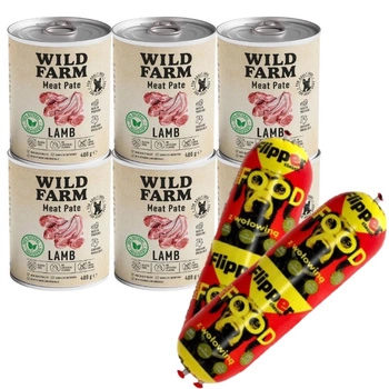 Wild Farm Pate Lamb 6x400g  bezlepkové krmivo pre psov & DOLINA NOTECI FLIPPER Klasické s hovädzím mäsom pre psov 2x900g