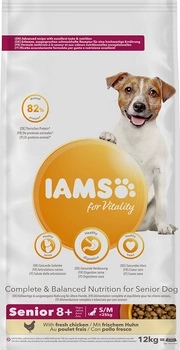 IAMS-Dry krmivo Vitality pre staršie malé a stredné psy, s čerstvým kuracím mäsom 12kg