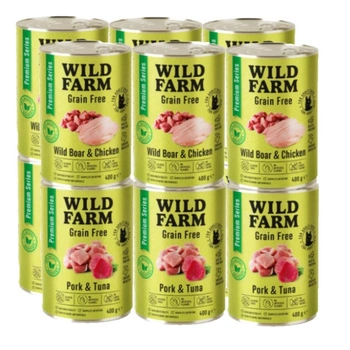 WILD FARM Premium Grain Mix Flavors 12x400g - krmivo pre mačky bez obilnín