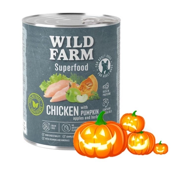 WILD FARM Superfood Chicken (kuracie mäso s tekvicou, jablkom a bylinkami) 800g krmivo pre psov bez obilnín