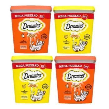 DREAMIES Mega Box 4x350 g – doplnkové krmivo pre dospelé mačky, mix chutí