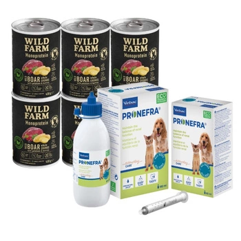 Pronefra pre psy a mačky 180 ml & WILD FARM Monoproteínové krmivo pre psov Wild Bowl 6x400g hypoalergénne krmivo pre psov
