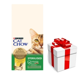 PURINA Cat Chow Sterilizované kuracie krmivo 15kg + prekvapenie pre mačku ZDARMA