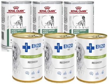 Royal Canin Veterinary Diet Dog Satiety 3x410 g & ENZO VET Dieta di recupero durante il periodo di convalescenza per cani 3x400g