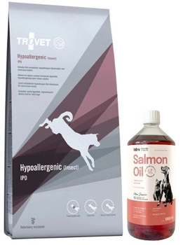 Trovet IPD  Hypoallergenic Insect  10kg & LAB V Lososový olej pre psov a mačky 1000ml
