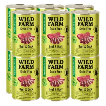 WILD FARM Prémiové hovädzie a kačacie mäso bez obilnín 12x400 g - krmivo pre mačky bez obilnín