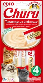 INABA Churu pochúťka pre mačky s príchuťou tuniaka a kraba 4x14g