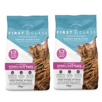 First Class Sterilised 2x1,5 kg - suché krmivo pre sterilizované mačky s kuracou príchuťou