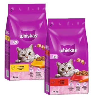 WHISKAS Adult 2x3,8 kg - kompletné suché krmivo pre dospelé mačky