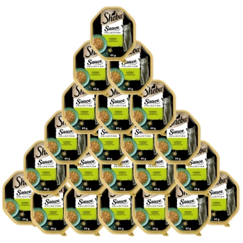 SHEBA Sauce Collection zásobník 22x85 g - vlhké kompletné krmivo pre dospelé mačky, kúsky s králikom a zeleninou, v omáčke