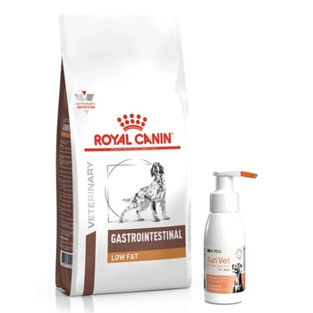 Royal Canin VD Canine Gastro Intestinal Low Fat 12 kg & prípravok na starostlivosť o uši pre psov 75 ml