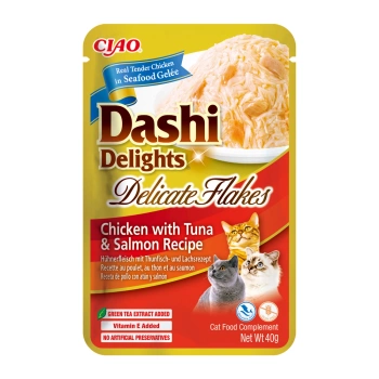 INABA Dashi Delights Jemné vločkové kuracie mäso s tuniakom a lososom Recept 40 g