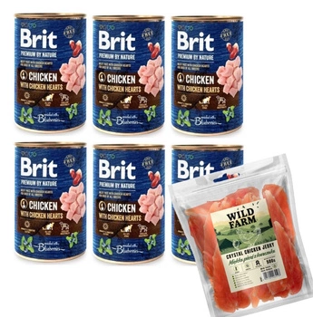 Brit Premium by Nature Kuracie mäso s kuracími srdiečkami 6x400g  & WILD FARM Mäkké kuracie prsia 500g Psí maškrta