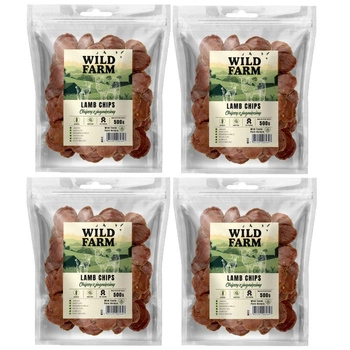Psí maškrta WILD FARM Jahňacie chipsy 4x500g
