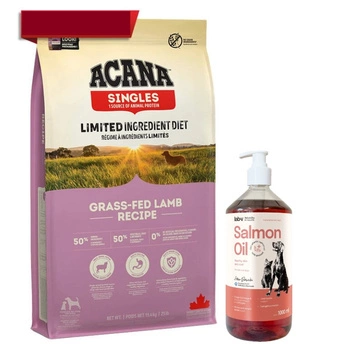 ACANA SINGLES Grass-Fed Lamb 11,4kg & LAB V Lososový olej 1000ml