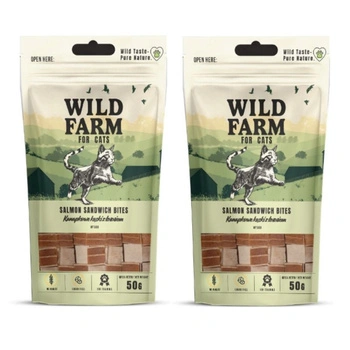 WILD FARM Lososové kúsky 2x50 g mačacie pamlsky