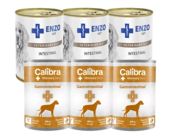 Calibra VD Dog Gastrointestinal 3x400 g + ENZO VET Gastrointestinálna diéta s jahňacím mäsom pre psov 3x400g