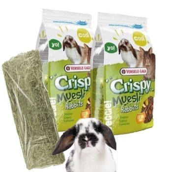 Versele Laga Crispy Muesli Rabbits 2x1 kg + Malé seno 15l ZADARMO!