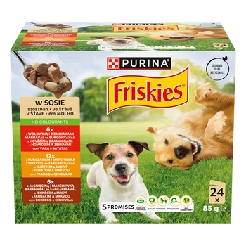 PURINA Friskies krmivo pre dospelých psov v omáčke 24 x 85 g