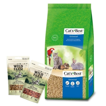 JRS Cat's Best Universal 40 l & WILD FARM MIX OF FLAVORS 2x50g maškrta pre mačky