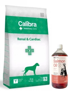 Calibra Veterinary Diets Dog Renal Cardiac 12kg + LAB V Lososový olej pre psov a mačky 1000ml