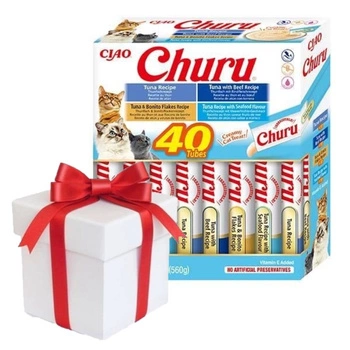 INABA Churu pre mačky - zmes príchutí s tuniakom 40x14g + Prekvapenie pre mačku ZADARMO!