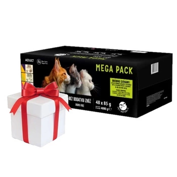 Mokré krmivo PetRepublic pre mačky, kúsky v jemnej omáčke, MIX mäsových a rybích príchutí, 48x85g + ZADARMO prekvapenie pre vašu mačku!