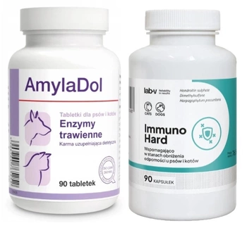 Dolfos AmylaDol 90 tabliet + LAB-V Immuno Hard – Posilnenie imunity pre psov a mačky 90 kapsúl