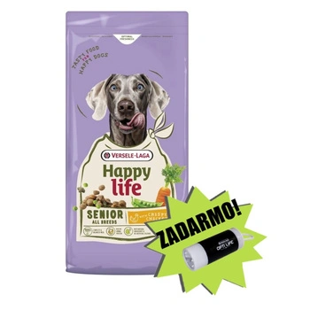 VERSELE-LAGA Happy Senior s kuracím mäsom 12,5 kg - krmivo pre starších psov s kuracím mäsom + Dávkovač vrecúšok na hovienka s baterkou ZADARMO!