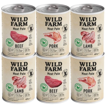 WILD FARM Pate Mix Flavors 6x400g bezlepkové krmivo pre psov