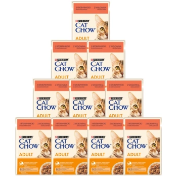 PURINA Cat Chow Adult Cat Food s hovädzím mäsom a baklažánovým želé 10x85g