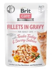 Brit Care Cat Pouches Fillets In Gravy With Tender Turkey &  Savory Salmon 85g