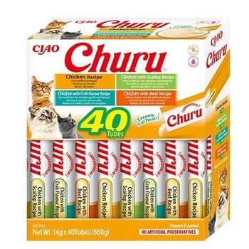 INABA Churu pre mačky - zmes príchutí s kuracím mäsom 40x14g