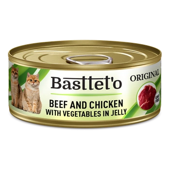 Basttet'o Original Beef & Chicken & Vegetable Jell-O pre mačky 85g (plechovka)