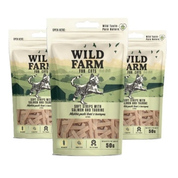 WILD FARM mäkké lososové pásiky s taurínom 3x50g mačacie pochúťky