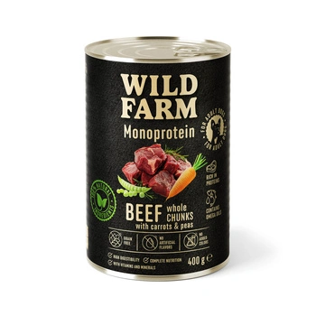 Wild Farm Monoprotein Beef 400g  hypoalergénne krmivo pre psov