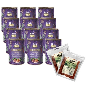 BRIT MONO PROTEIN Vianočné jahňacie s mrkvou - jahňacie mäso a mrkva 12x400 g & WILD FARM jahňacie filet 2x500g pre psa