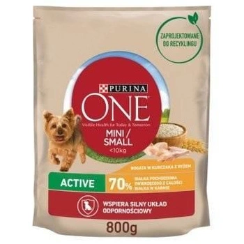PURINA ONE Mini Active Chicken, Rice - suché krmivo pre psov - 800g