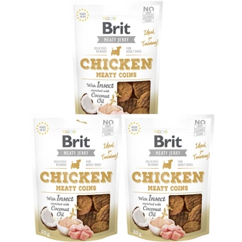 BRIT Jerky Snack Chicken Meaty Coins s hmyzom 3x80g