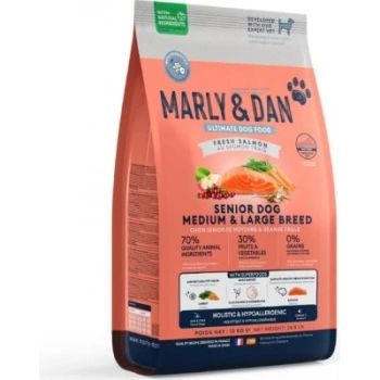 Marly & Dan Senior Dog Stredné a veľké plemená Čerstvý losos Holistické a hypoalergénne suché krmivo 12 kg