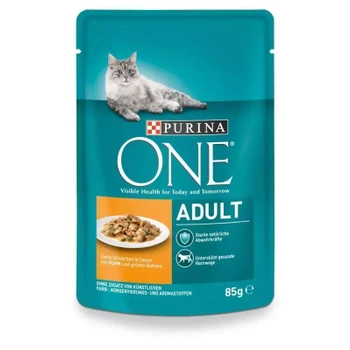 Purina One Cat Adult s kuracím mäsom a zelenými fazuľkami 85g