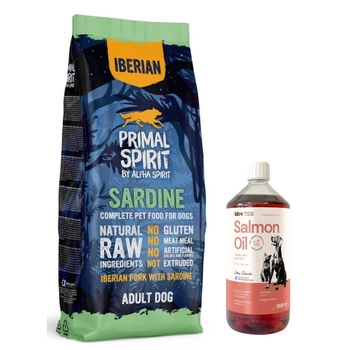 PRIMAL SPIRIT Iberian Sardine 12kg & LAB V Olej z łososia dla psów i kotów 1000ml