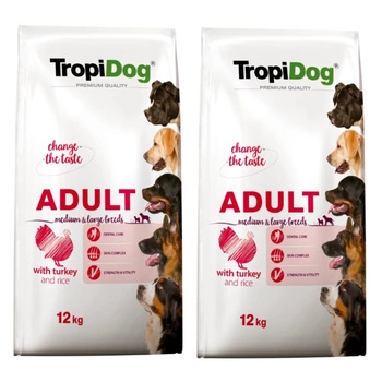TROPIDOG Premium adult moriak pre stredné a veľké plemená s ryžou 2x12kg
