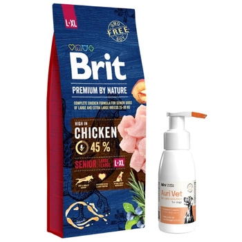 BRIT Premium By Nature Senior L+XL 15kg &  Preparat do pielęgnacji uszu dla psów 75 ml