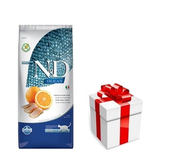 Farmina N&D Ocean feline HERRING & ORANGE ADULT 5kg +  prekvapenie pre mačku ZDARMA